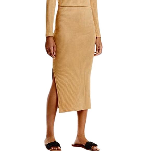 French Connection Split Skirt in Palm Suede - Picture 1 of 8
